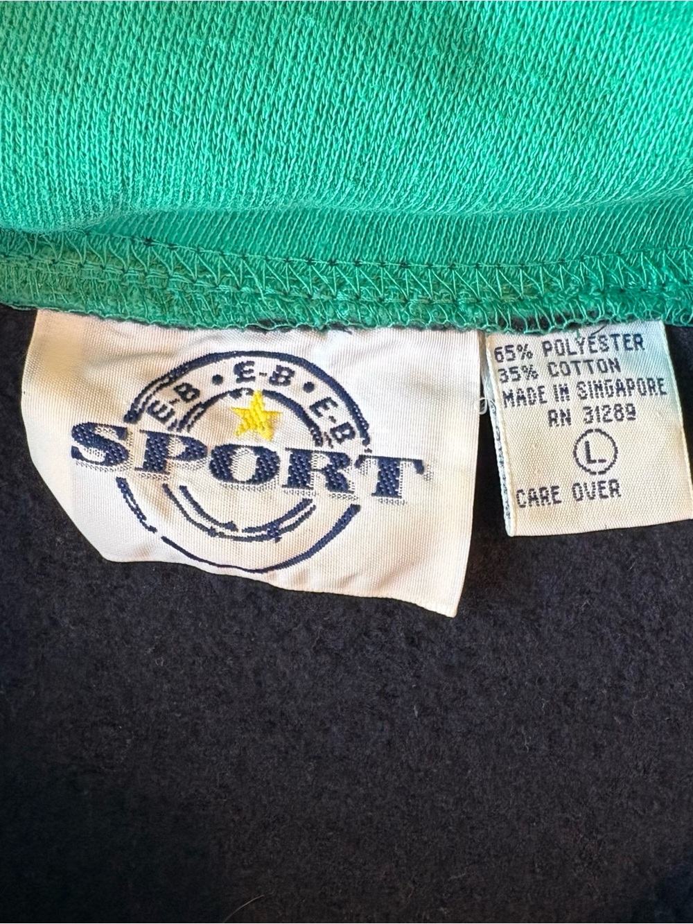 Vintage E-B Sport Sweatshirt- Green and Navy Color Block Design - Picture 4 of 7